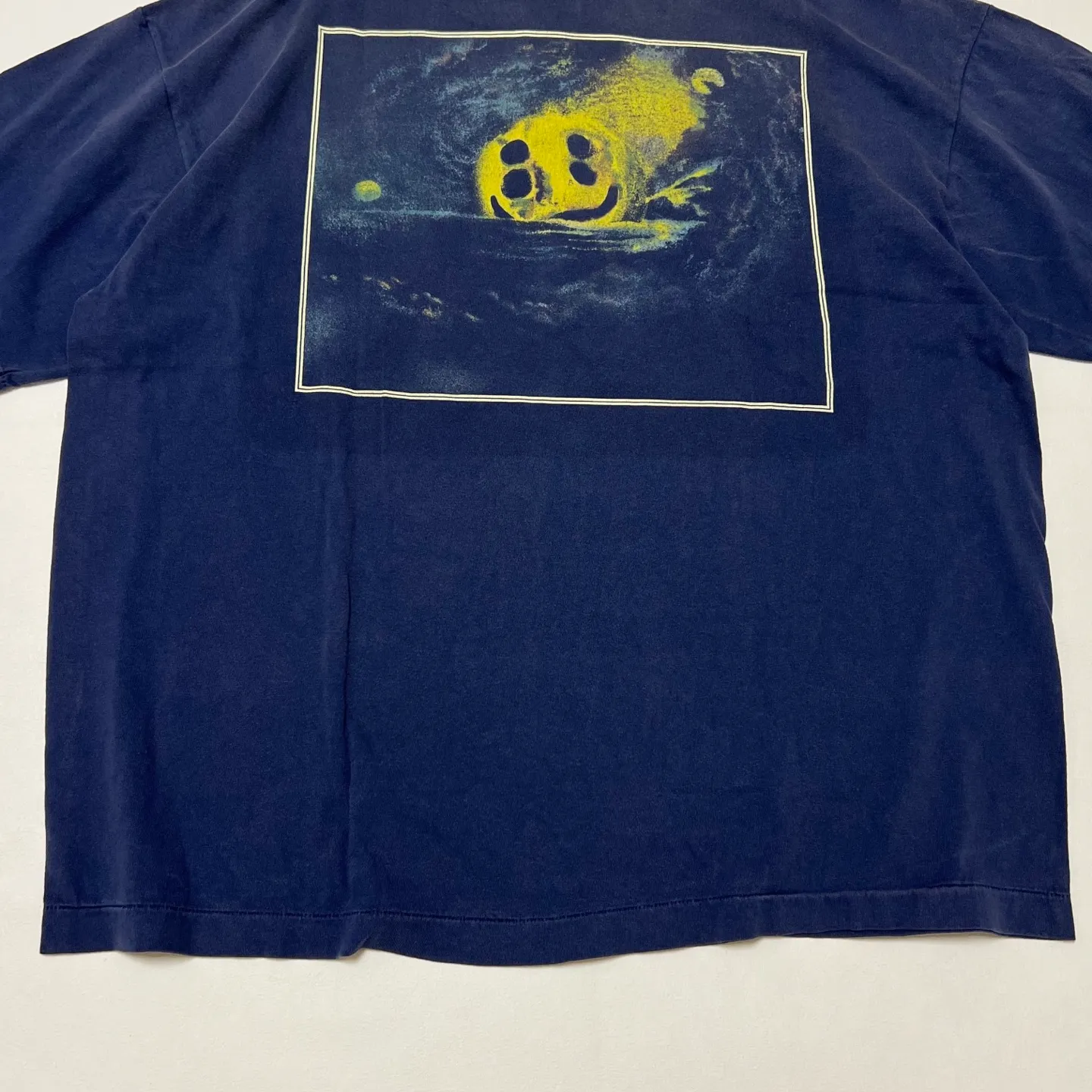 CACTUS PLANT FLEA MARKET x SAINT Mxxxxxx STAR SS TEE/NAVY New CPFM star smiley holed distressed short sleeves Washed blue S-XL Genuine consistent tube weaving without side seams High weight OE yarn fabric Assute dyeing Multiple horse fades Heavy wash water Worn holes Customized joint main mark/wash mark/little angel anti-counterfeiting label